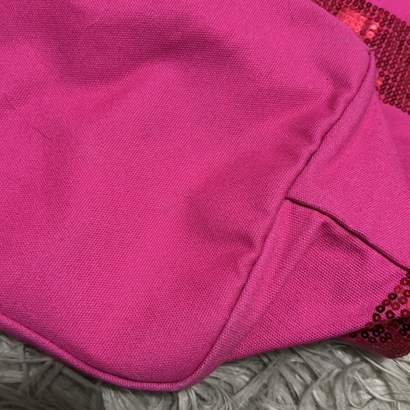 Victoria’s Secret Tote-Pink with Red Sequins-Canvas-Open Top-Guc - Picture 11 of 16